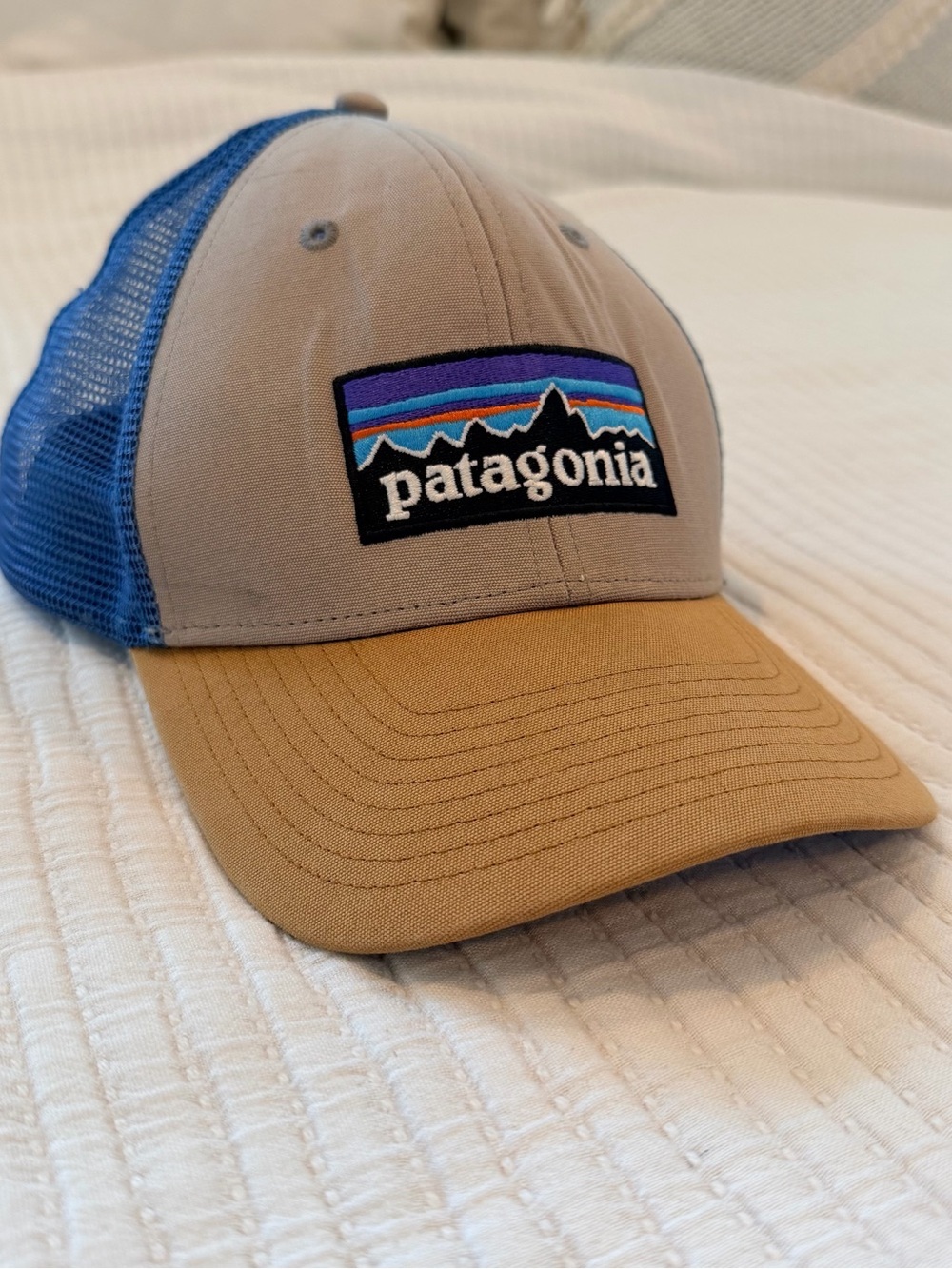 Patagonia Two-Tone Trucker Hat in Tan, Gray & Blue
